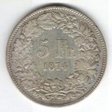 5.- SFr. 1874 - sch&ouml;n++